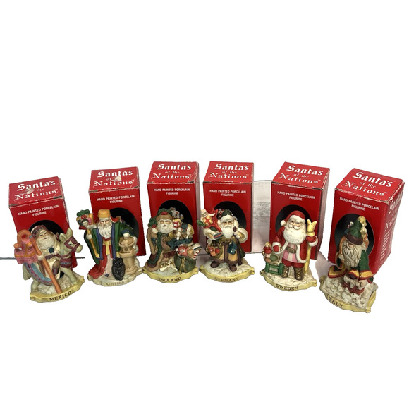 Santas of the Nations Lot of 6 Hand Painted Porcelain Figurines w/ Boxes 1991 - Picture 3 of 16